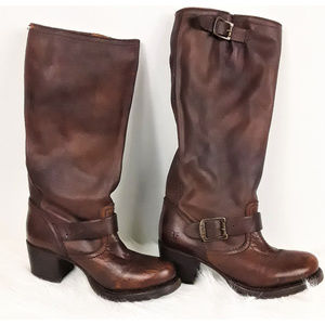 Frye Brown Leather Strappy Riding Boots Size 6B